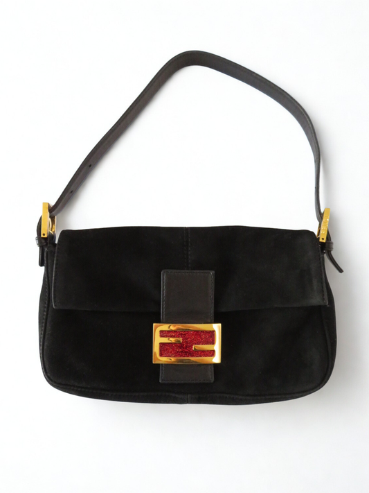 Vintage Black Suede Fendi Baguette