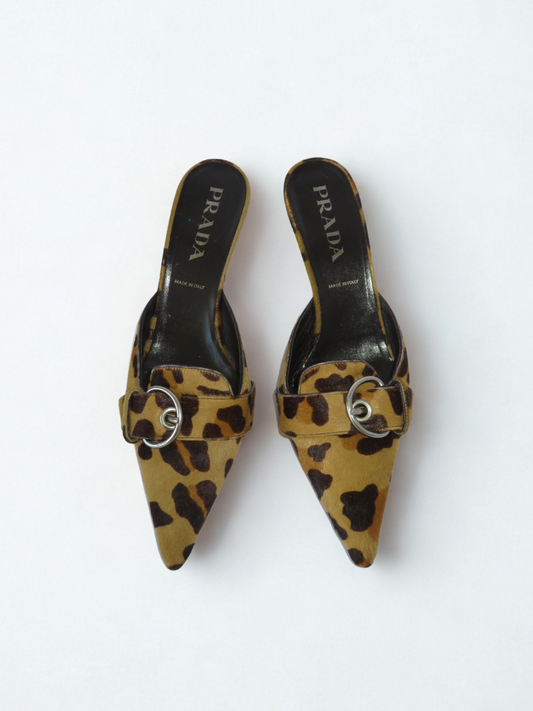 Vintage Pony Hair Prada Mules