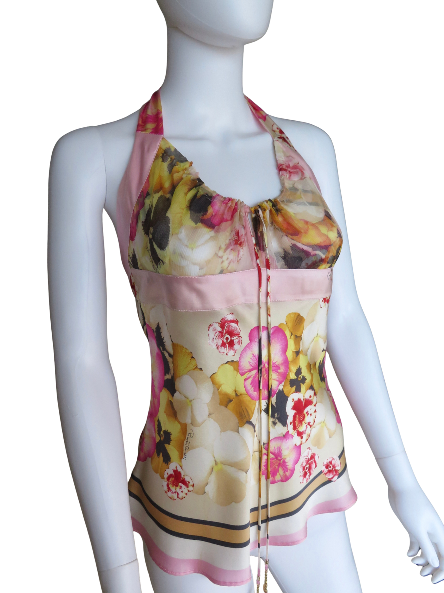 Roberto Cavalli Floral Halter Top
