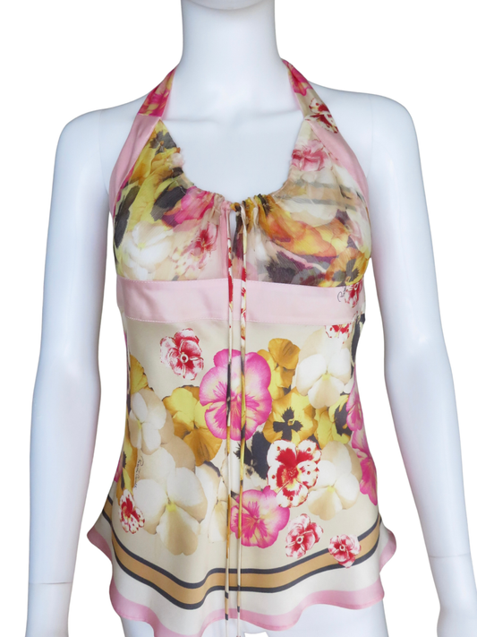 Roberto Cavalli Floral Halter Top