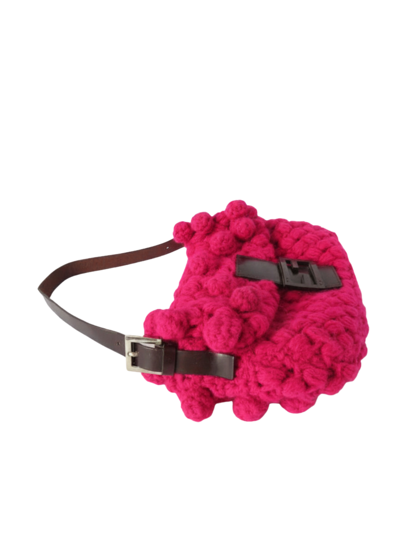 Vintage Fendi Pink Crochet Wool Baguette