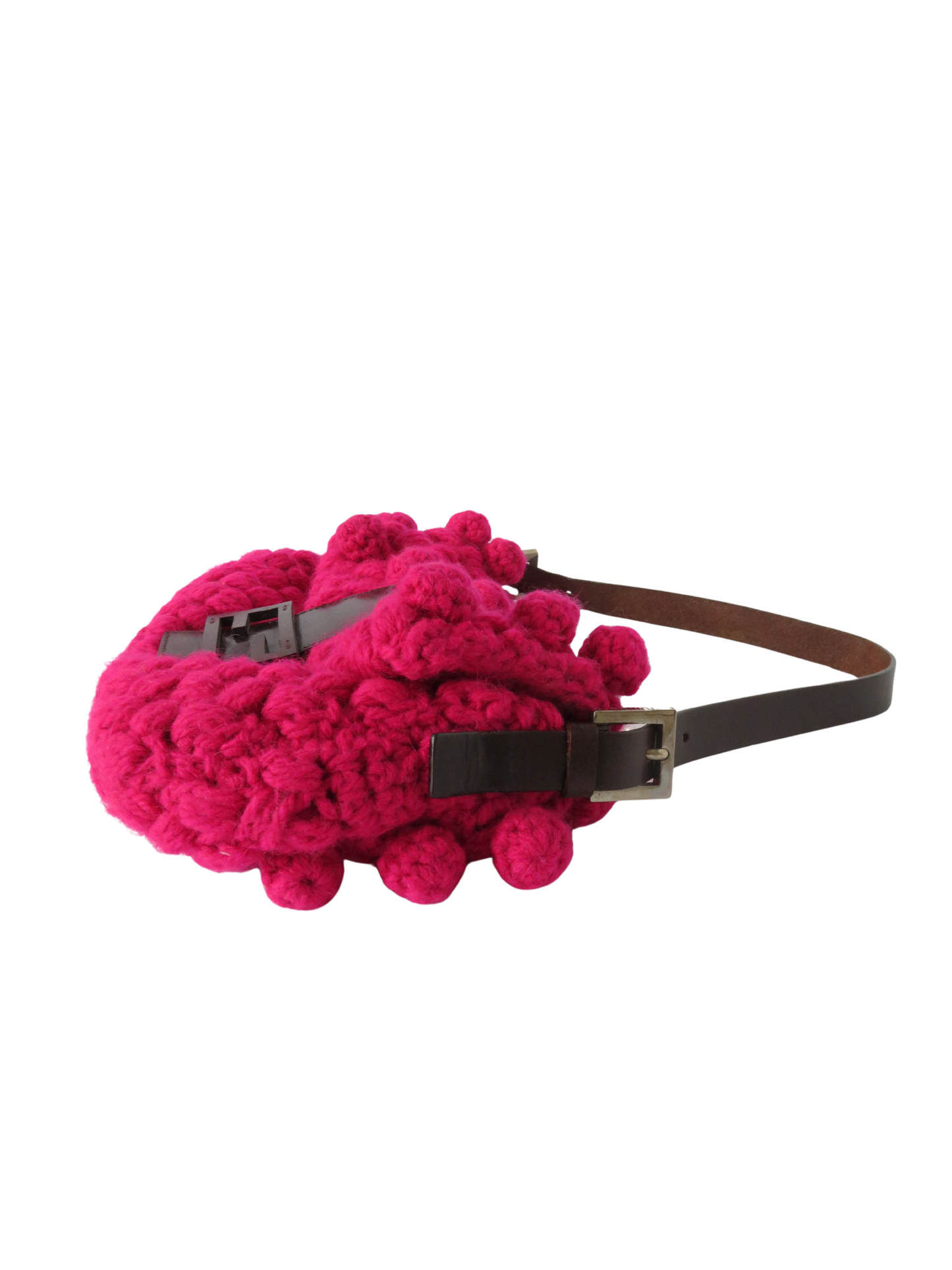 Vintage Fendi Pink Crochet Wool Baguette