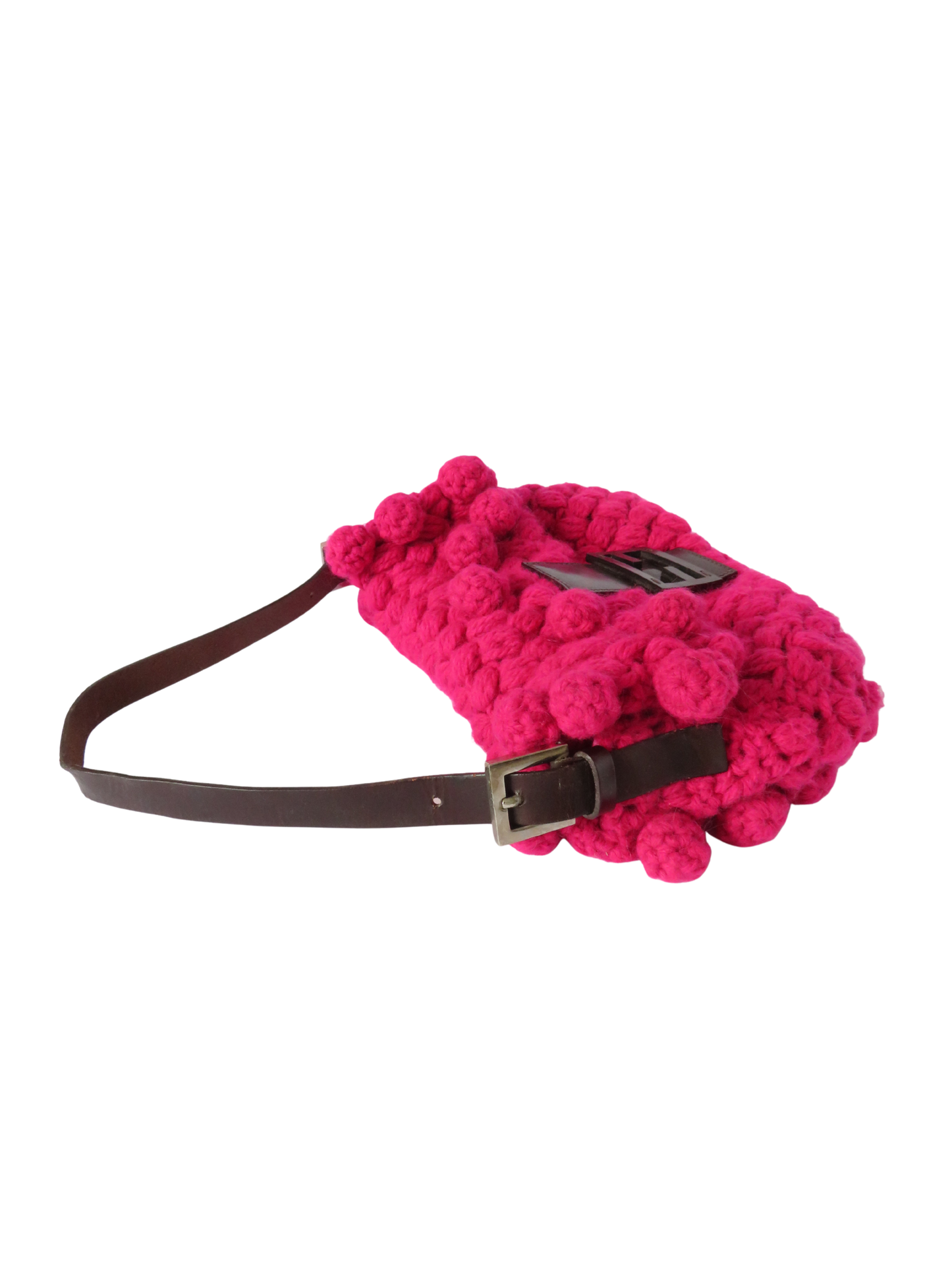 Vintage Fendi Pink Crochet Wool Baguette