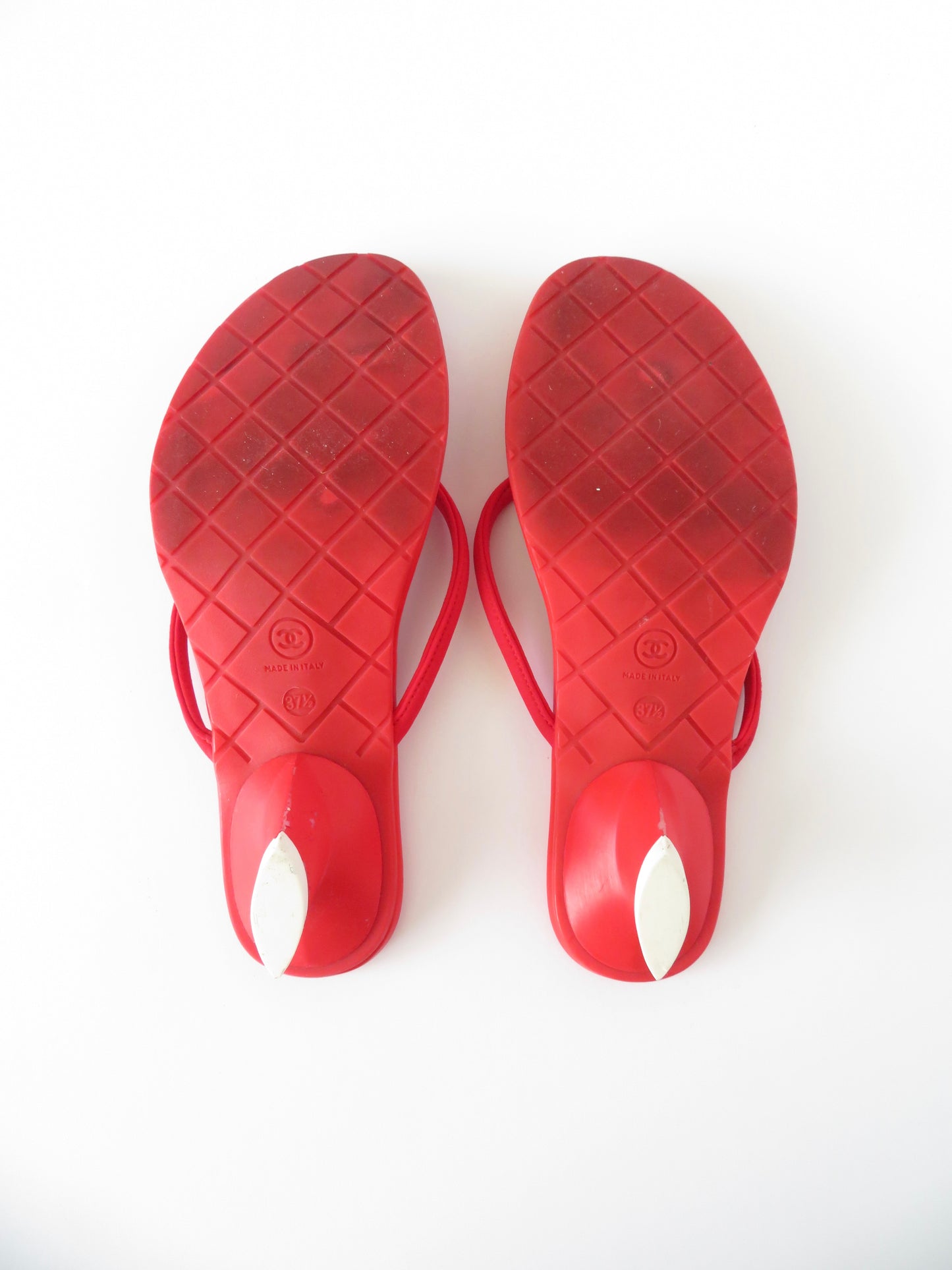 Rare Chanel Red & White CC Heels