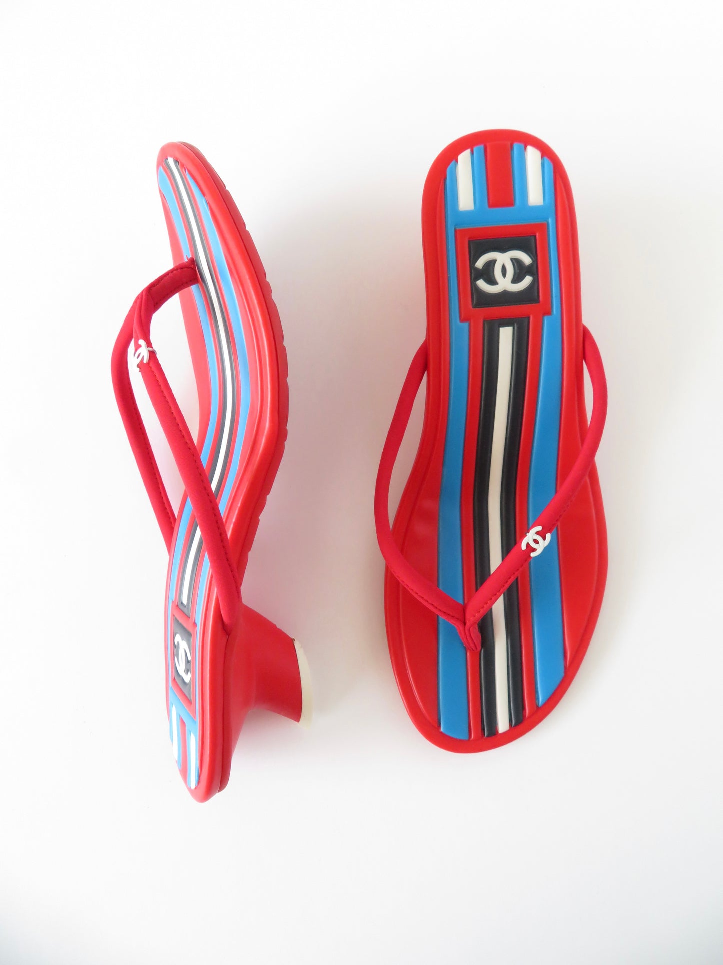 Rare Chanel Red & White CC Heels