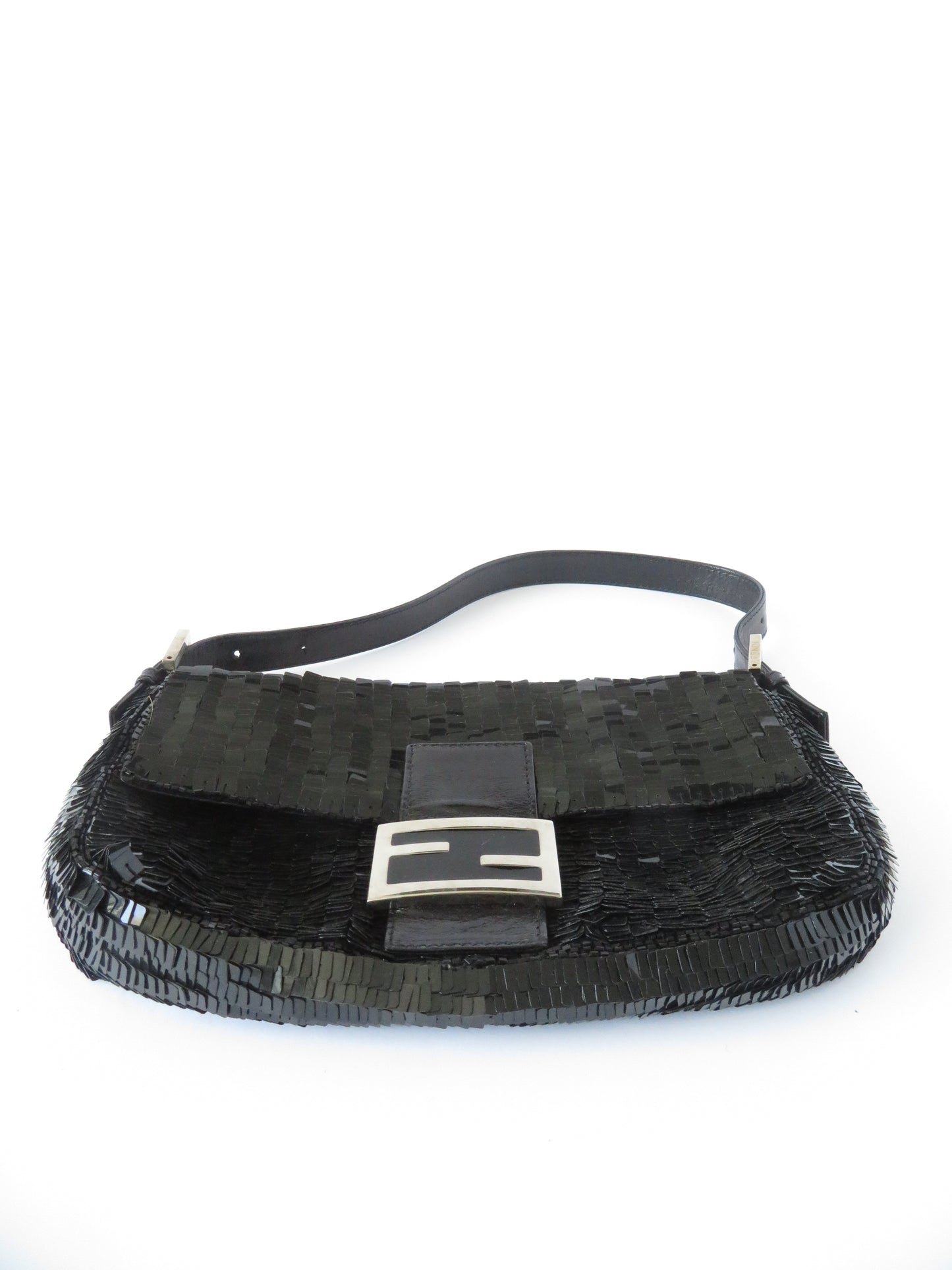 Rare Vintage Black Sequin Fendi Baguette