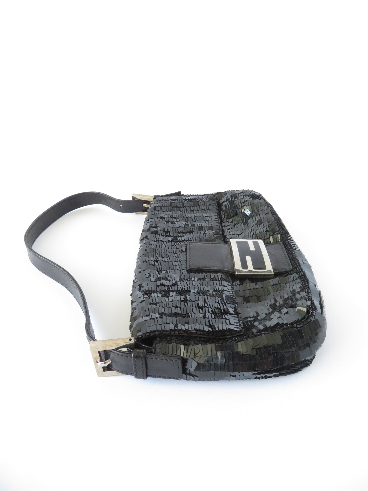 Rare Vintage Black Sequin Fendi Baguette