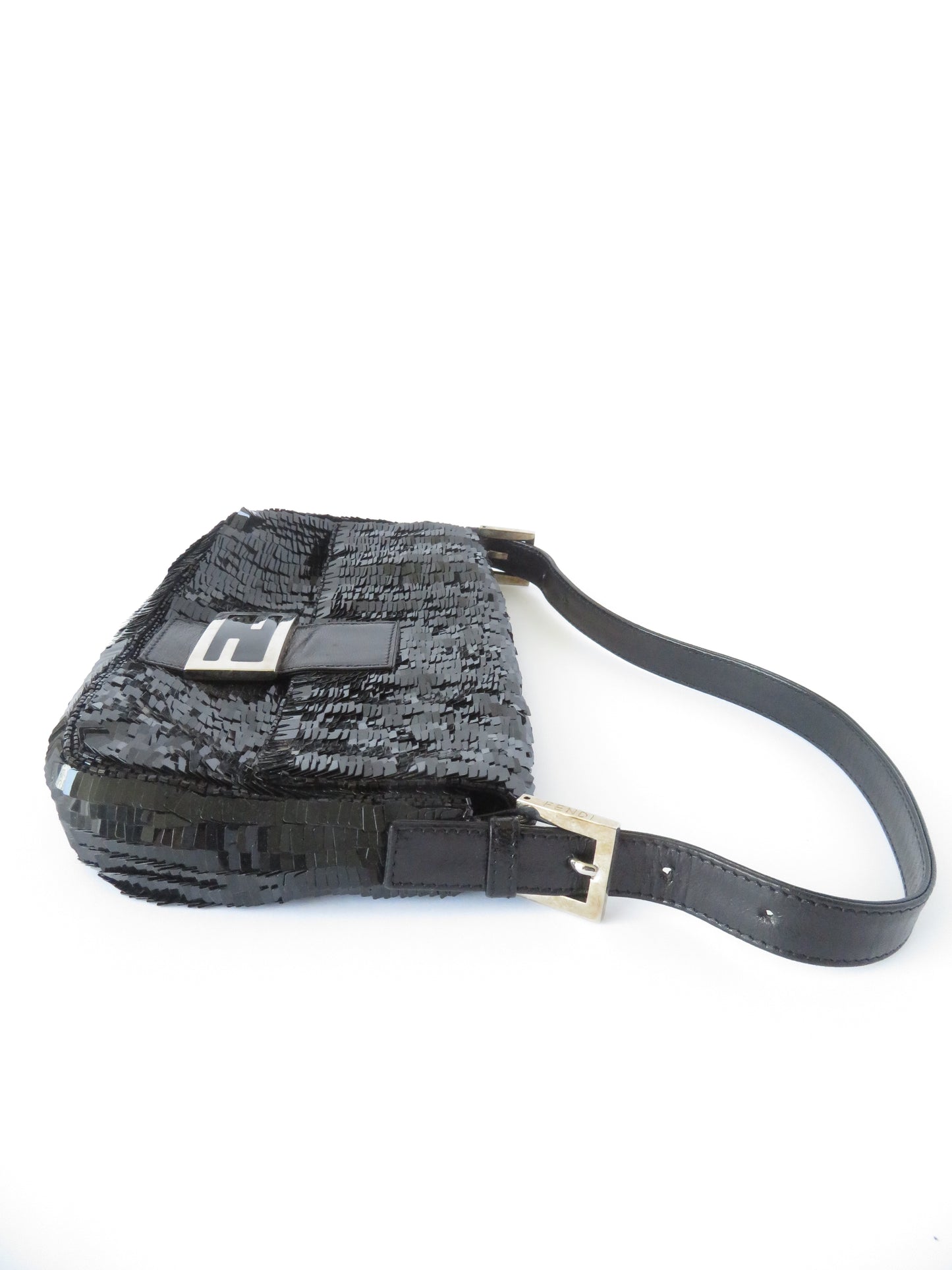 Rare Vintage Black Sequin Fendi Baguette