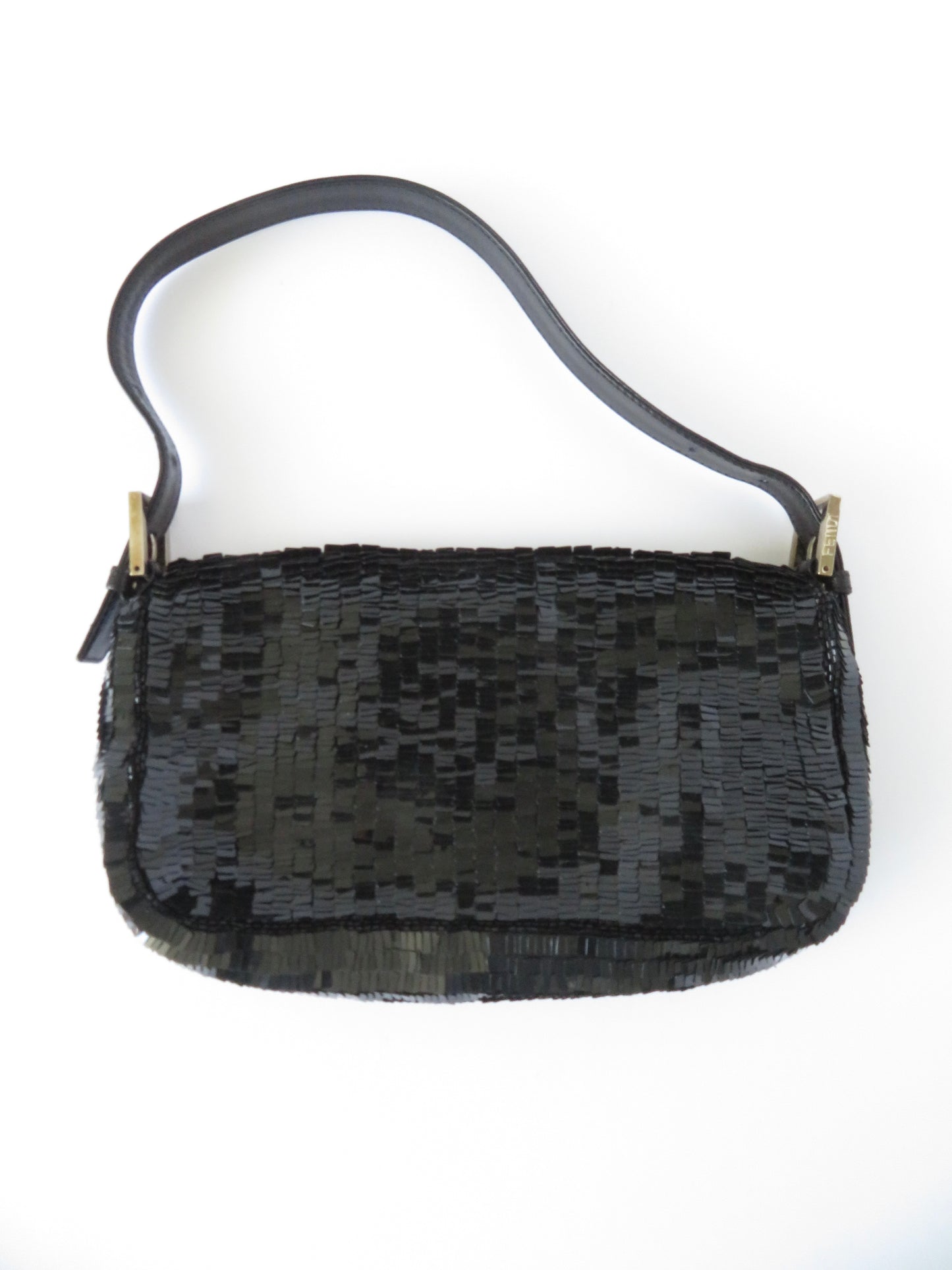 Rare Vintage Black Sequin Fendi Baguette