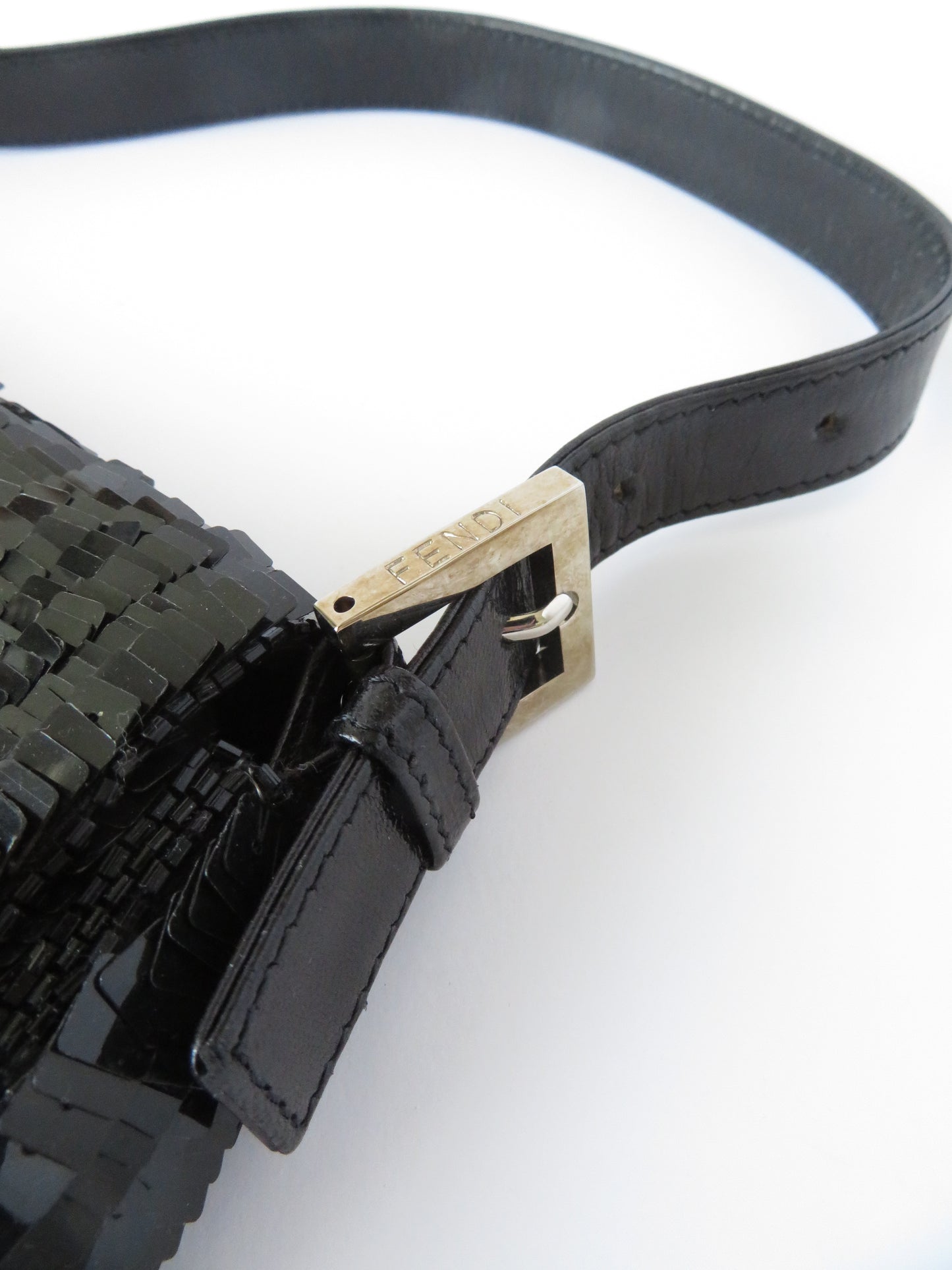 Rare Vintage Black Sequin Fendi Baguette