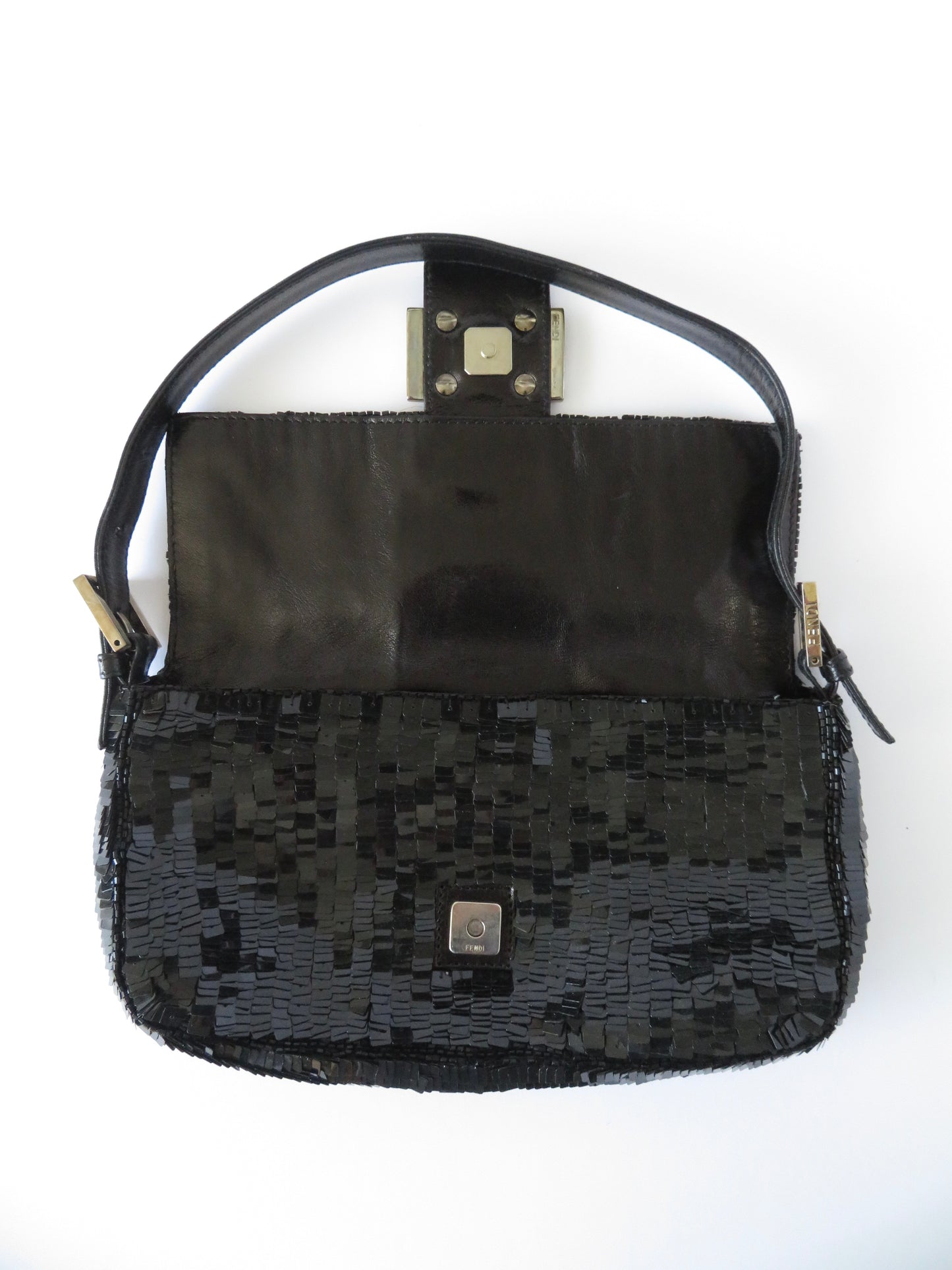 Rare Vintage Black Sequin Fendi Baguette