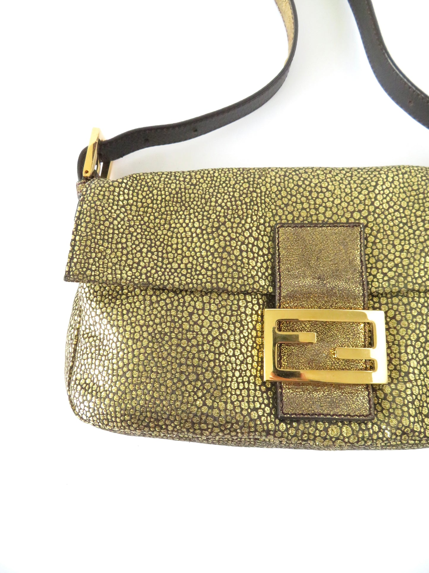 Vintage Metallic Gold Fendi Baguette