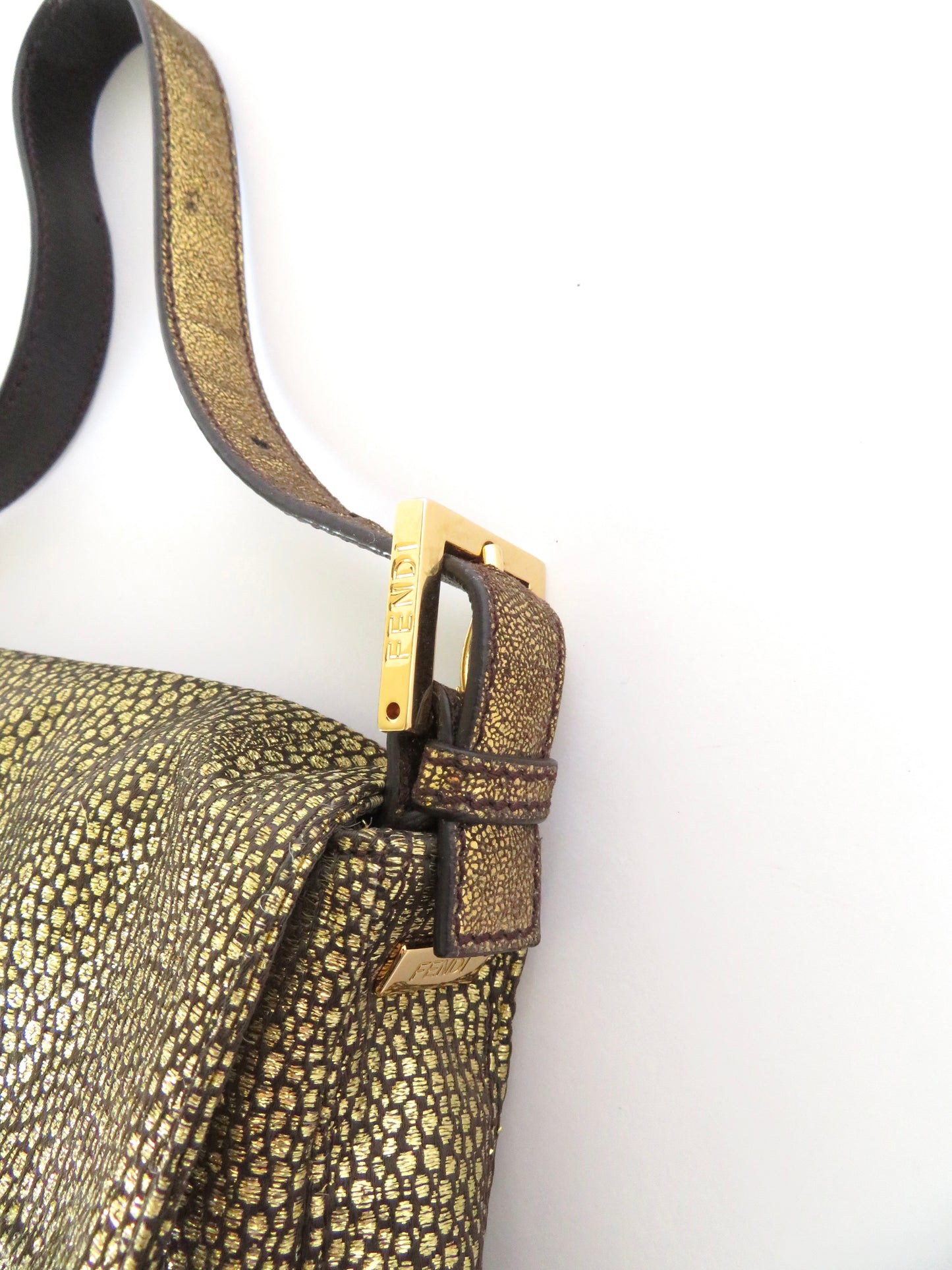 Vintage Metallic Gold Fendi Baguette