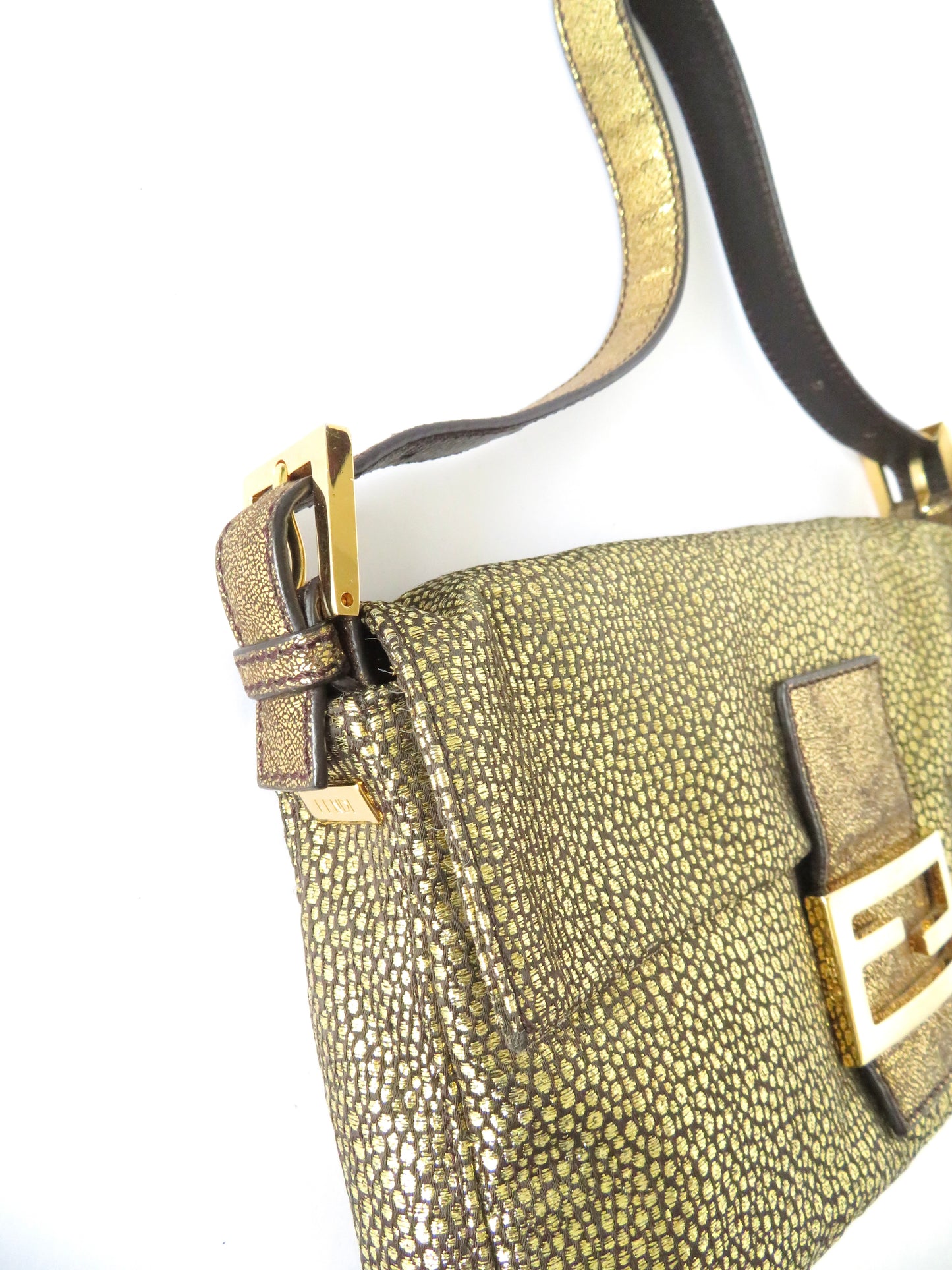 Vintage Metallic Gold Fendi Baguette