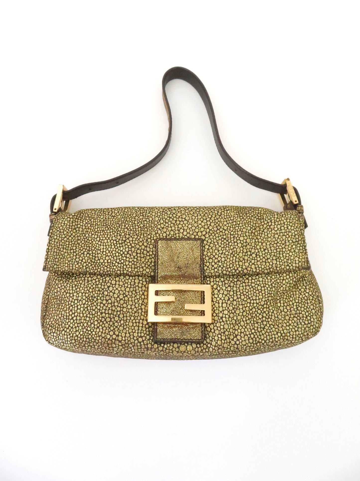 Vintage Metallic Gold Fendi Baguette