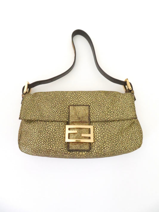 Vintage Metallic Gold Fendi Baguette