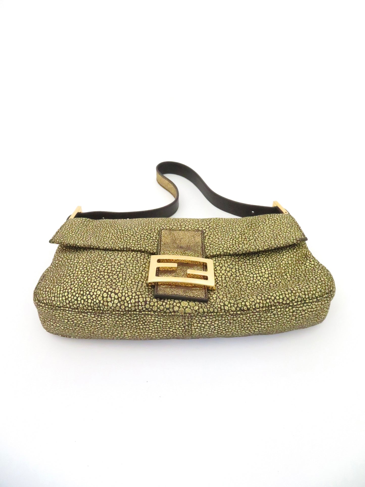 Vintage Metallic Gold Fendi Baguette