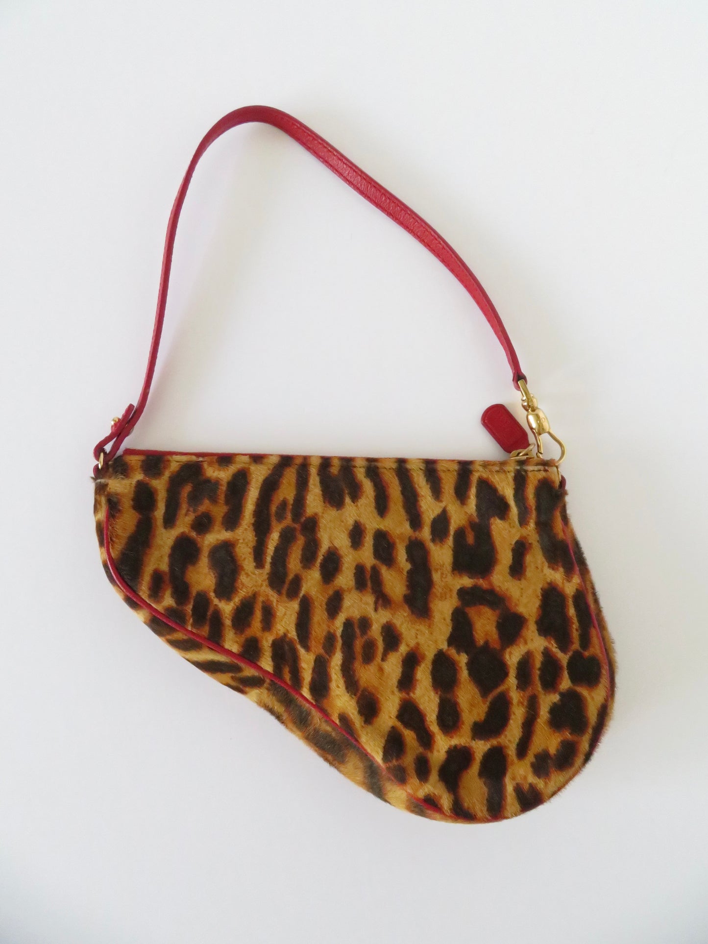 Vintage Dior Leopard Pony Hair Saddle Bag