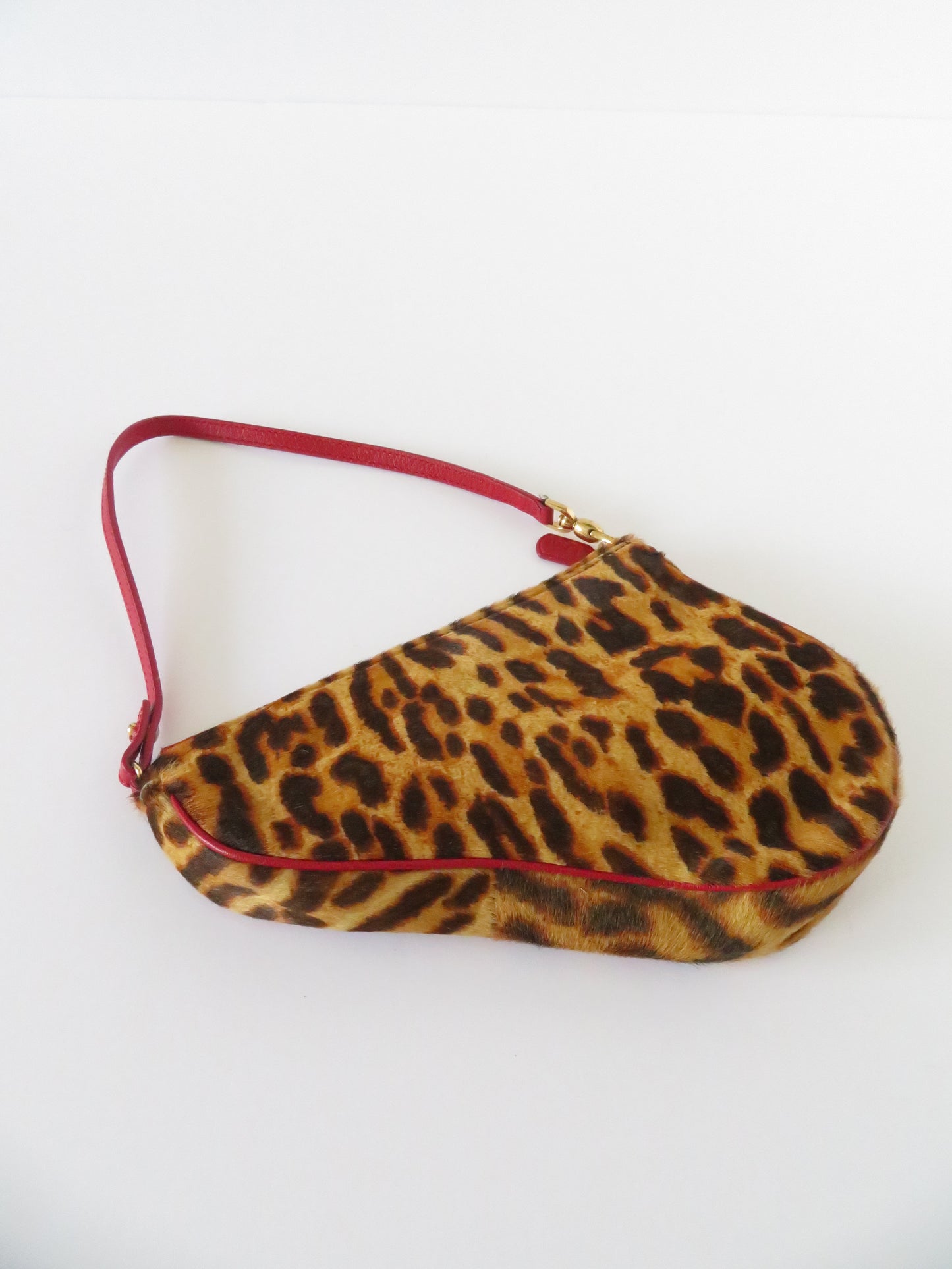 Vintage Dior Leopard Pony Hair Saddle Bag