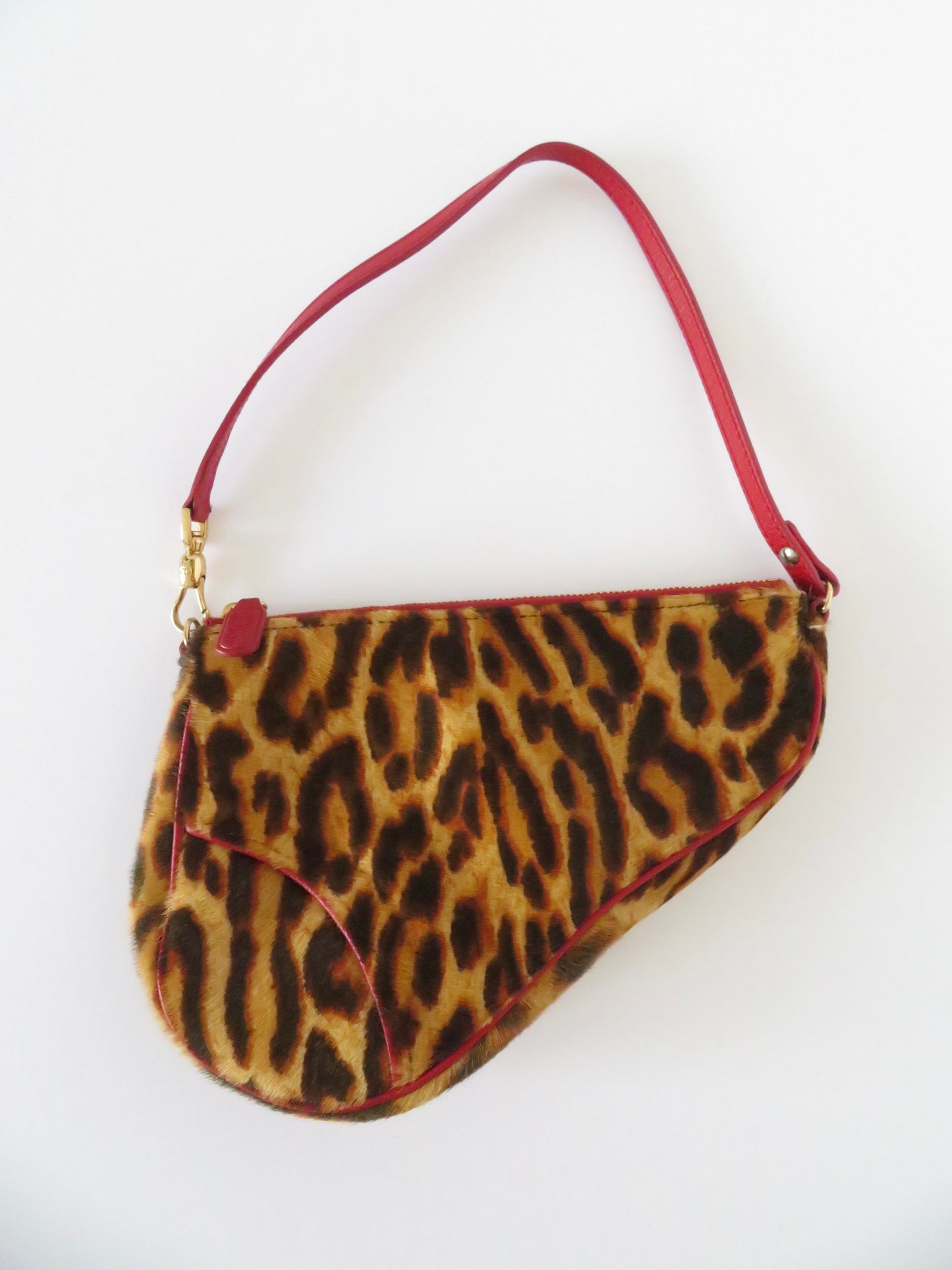 Vintage Dior Leopard Pony Hair Saddle Bag