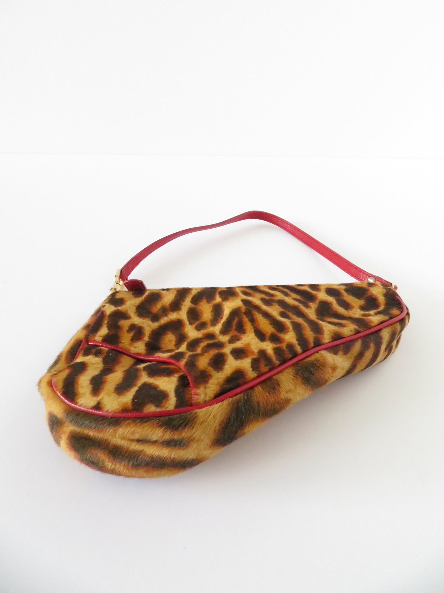 Vintage Dior Leopard Pony Hair Saddle Bag