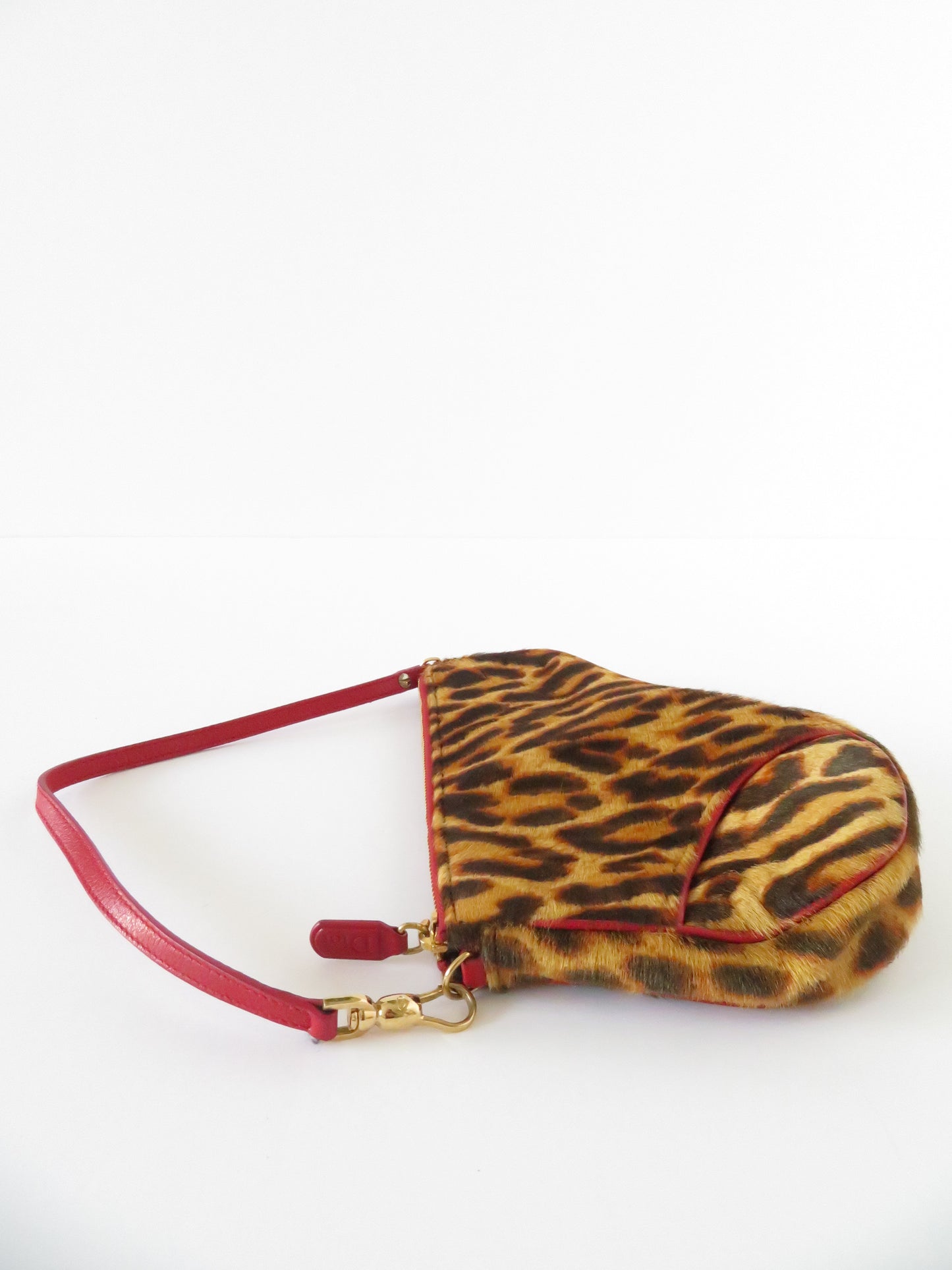 Vintage Dior Leopard Pony Hair Saddle Bag