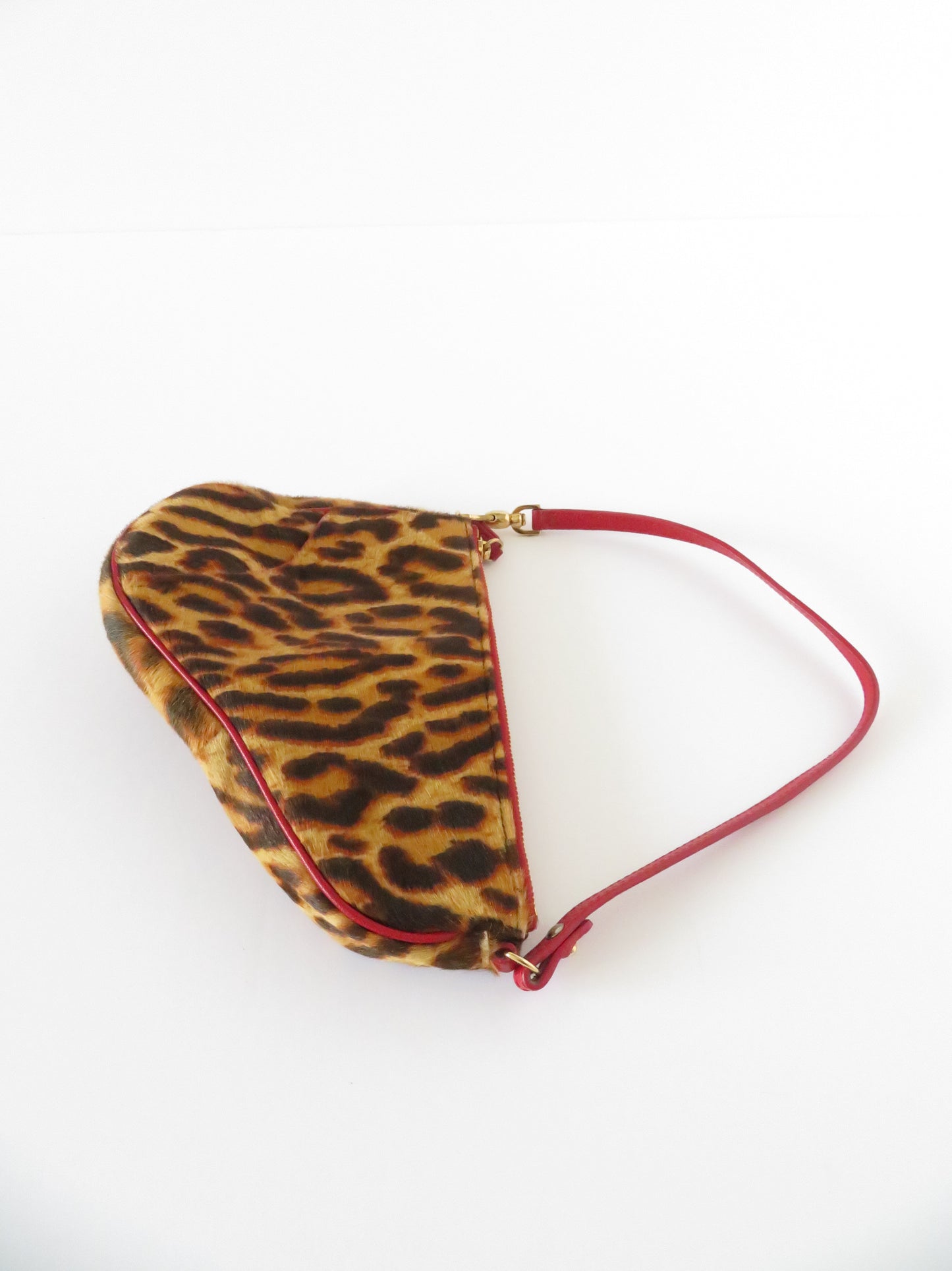 Vintage Dior Leopard Pony Hair Saddle Bag