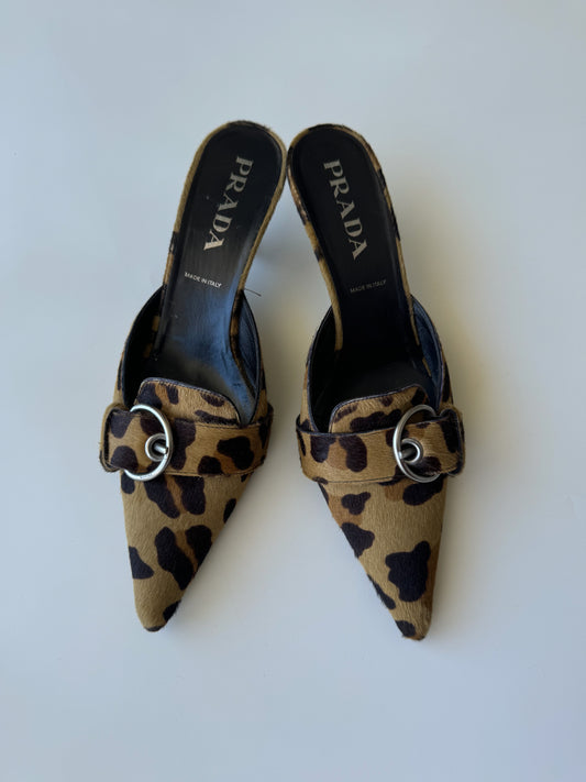 Vintage Pony Hair Prada Mules