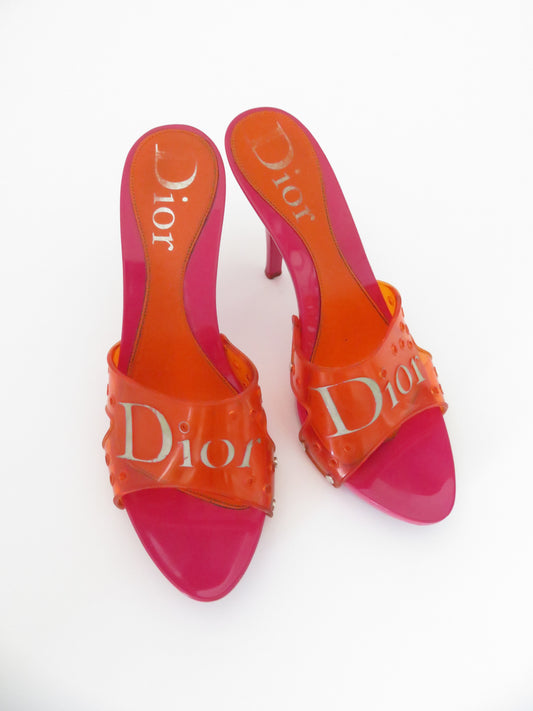 Vintage Dior Pink & Orange Jelly Heels