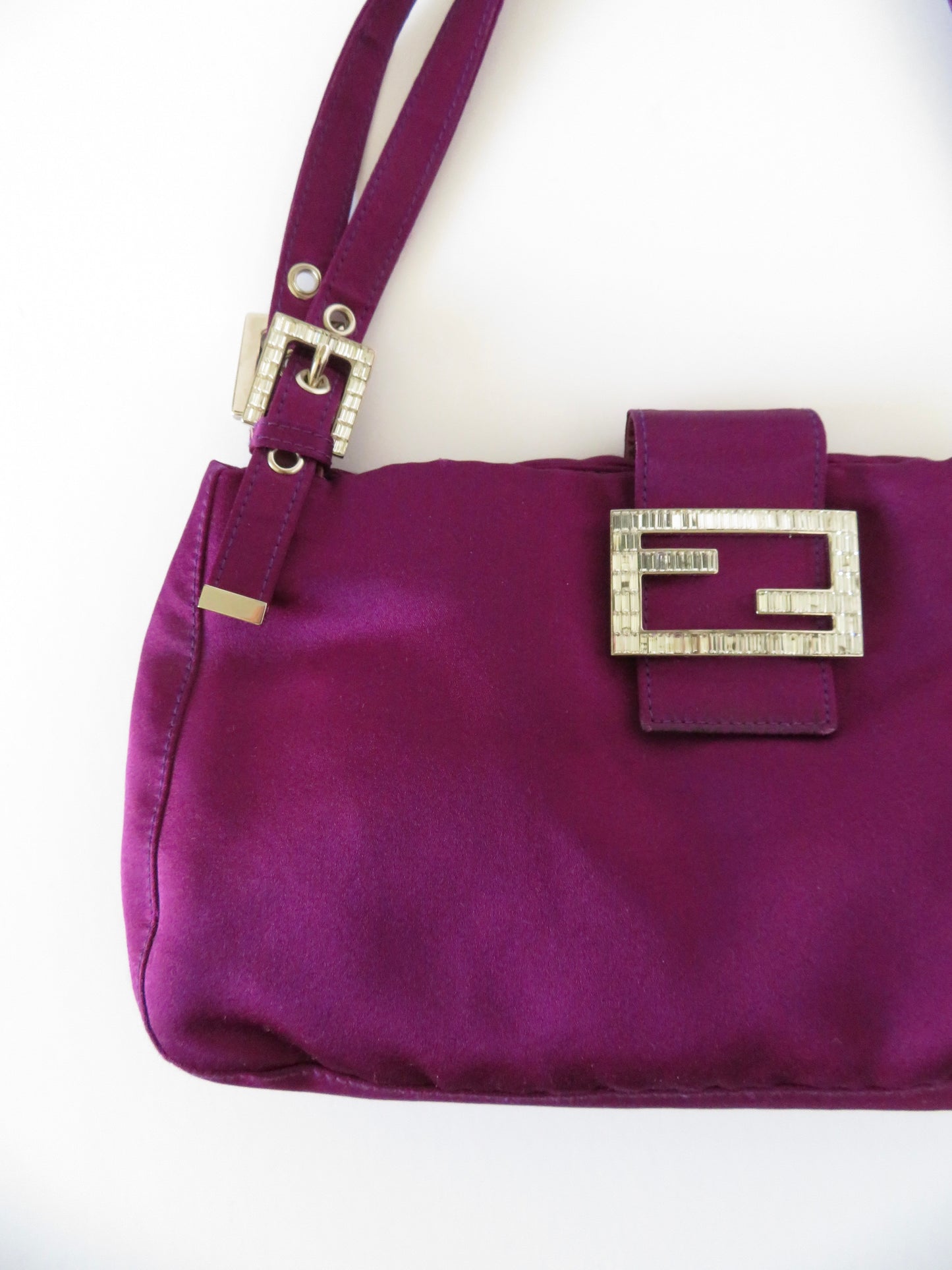 Rare Fendi Silk Crystal Embellished Baguette