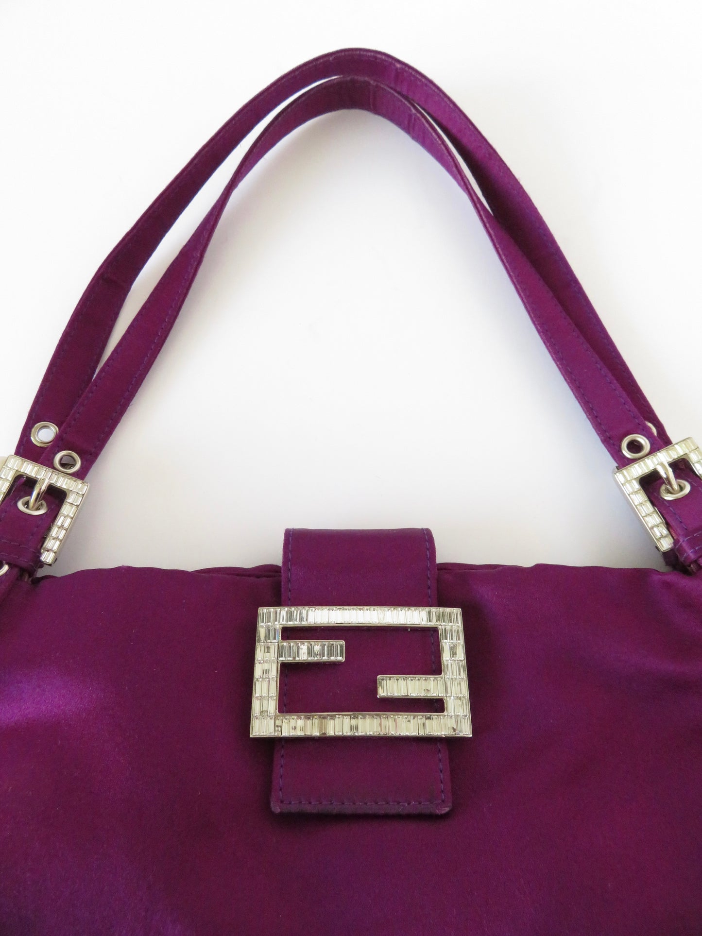 Rare Fendi Silk Crystal Embellished Baguette