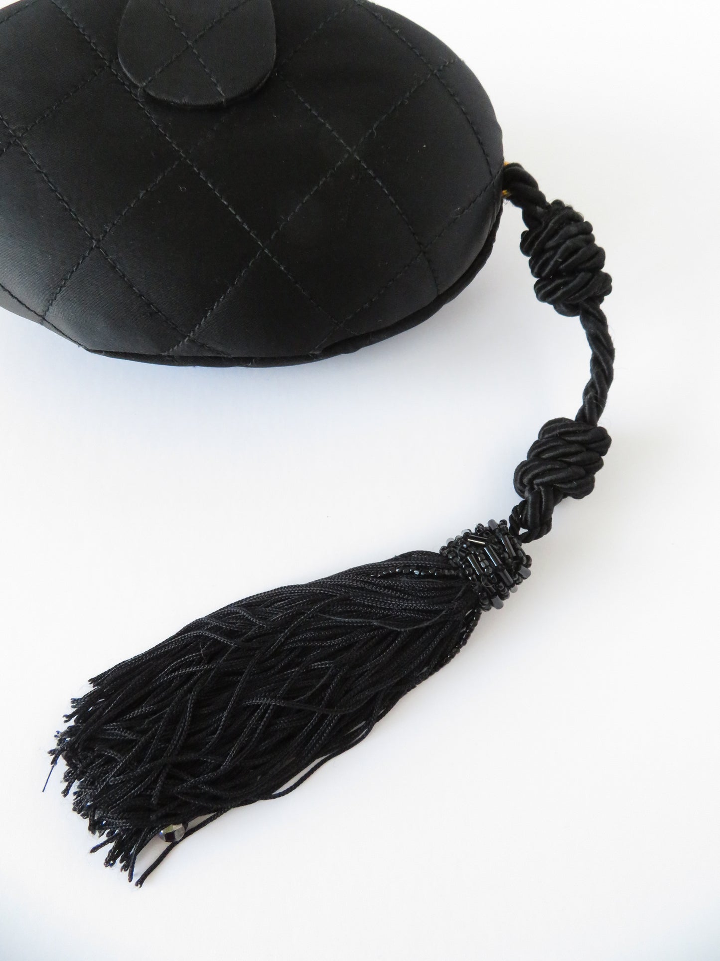 Chanel Satin Crystal CC Tassel Clutch