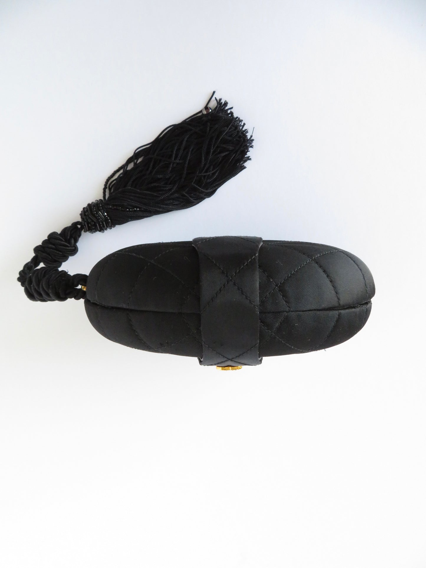Chanel Satin Crystal CC Tassel Clutch
