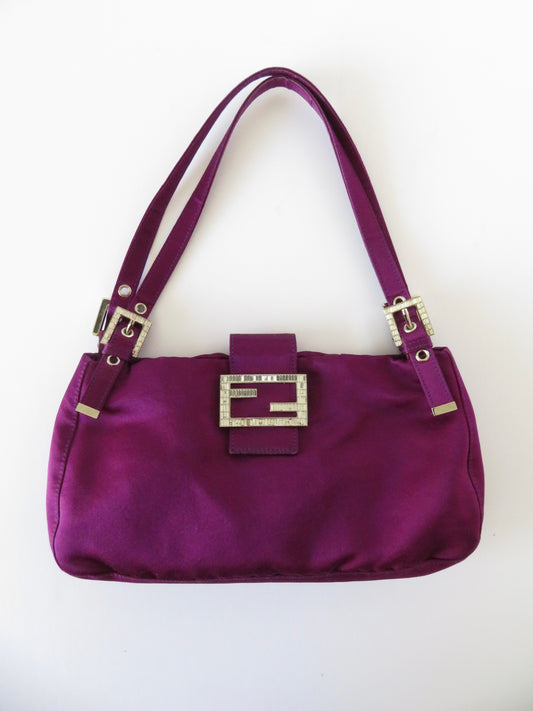 Rare Fendi Silk Crystal Embellished Baguette