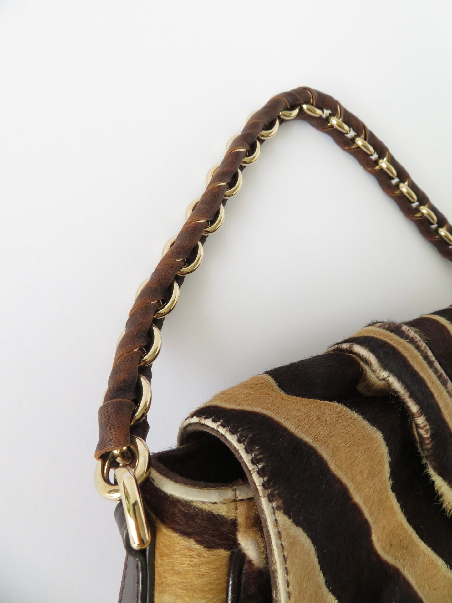 Fendi Tiger Print Large Chain Baguette Bag