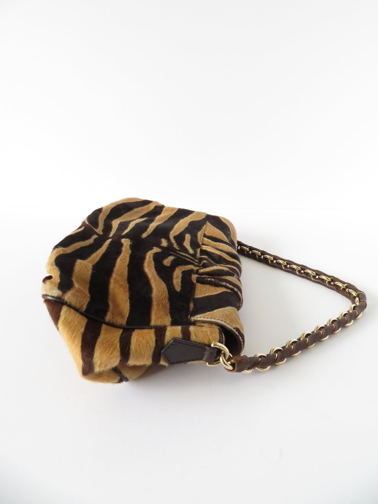 Fendi Tiger Print Large Chain Baguette Bag