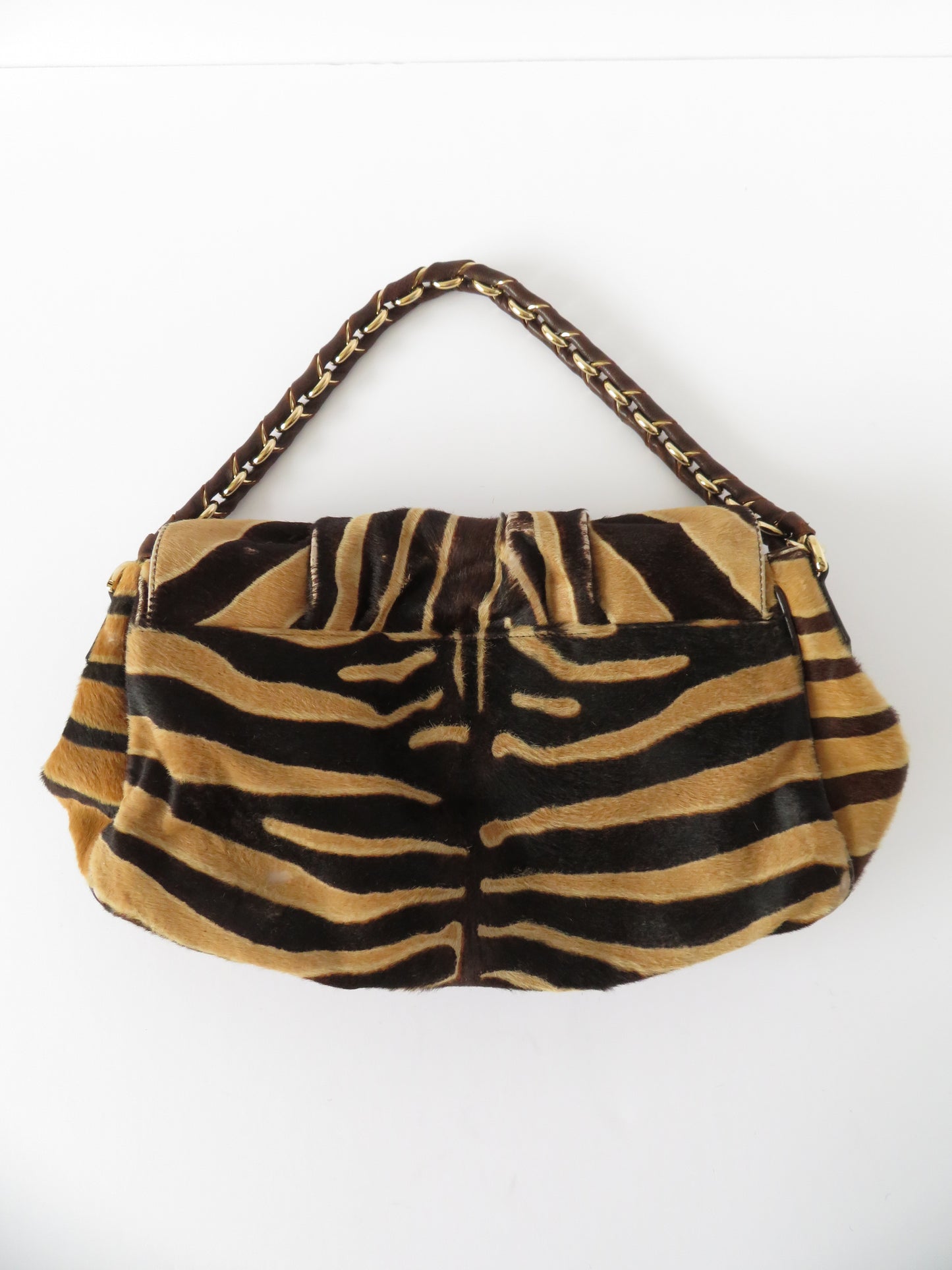 Fendi Tiger Print Large Chain Baguette Bag