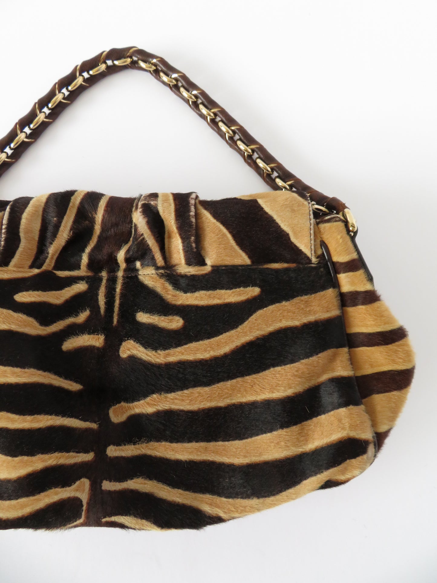 Fendi Tiger Print Large Chain Baguette Bag