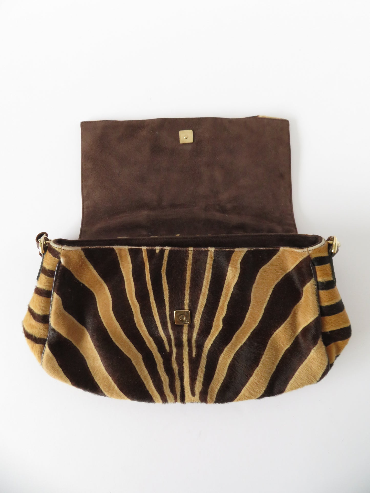Fendi Tiger Print Large Chain Baguette Bag