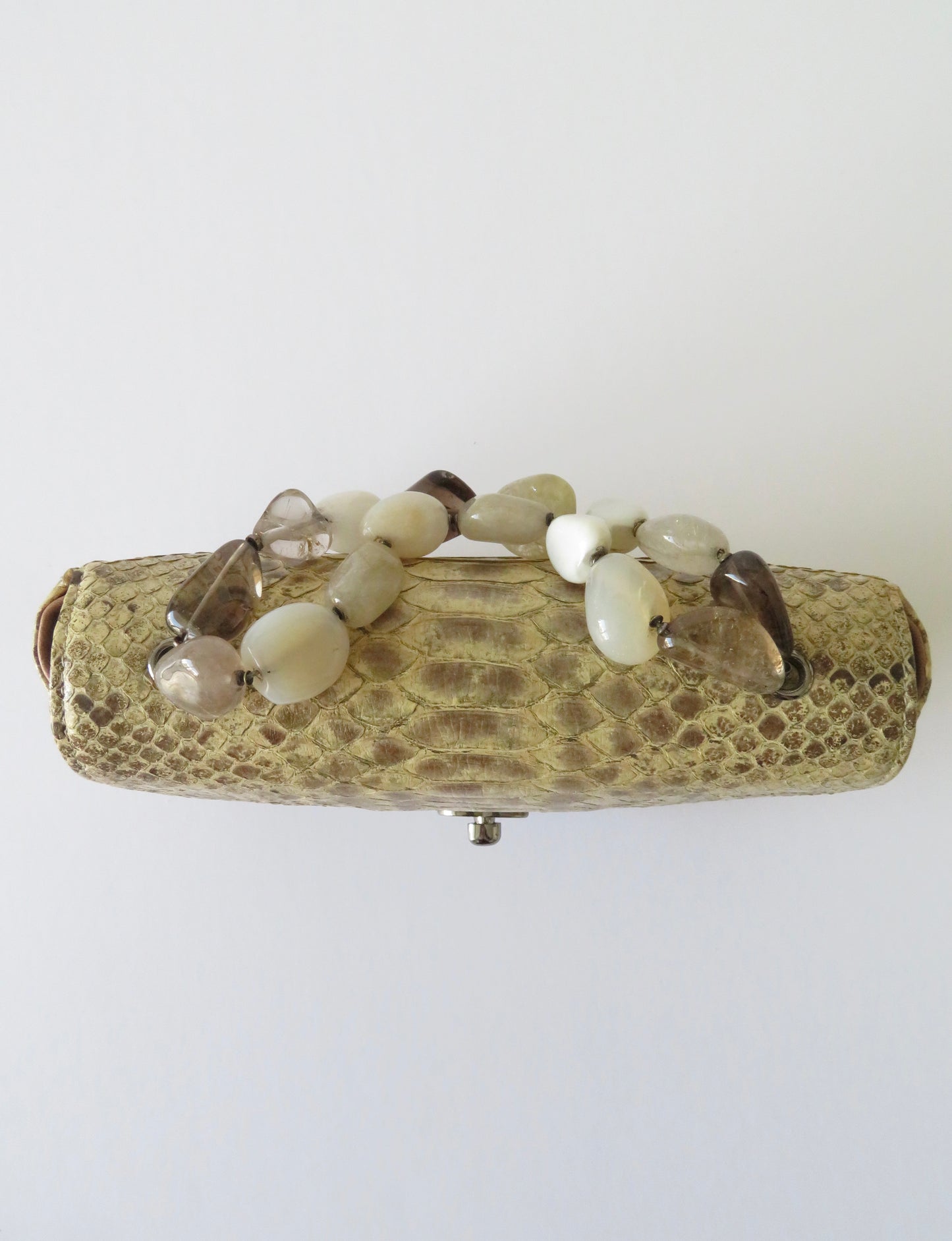 Vintage Chanel 2003 Python Mini Flap Stone Handle Bag