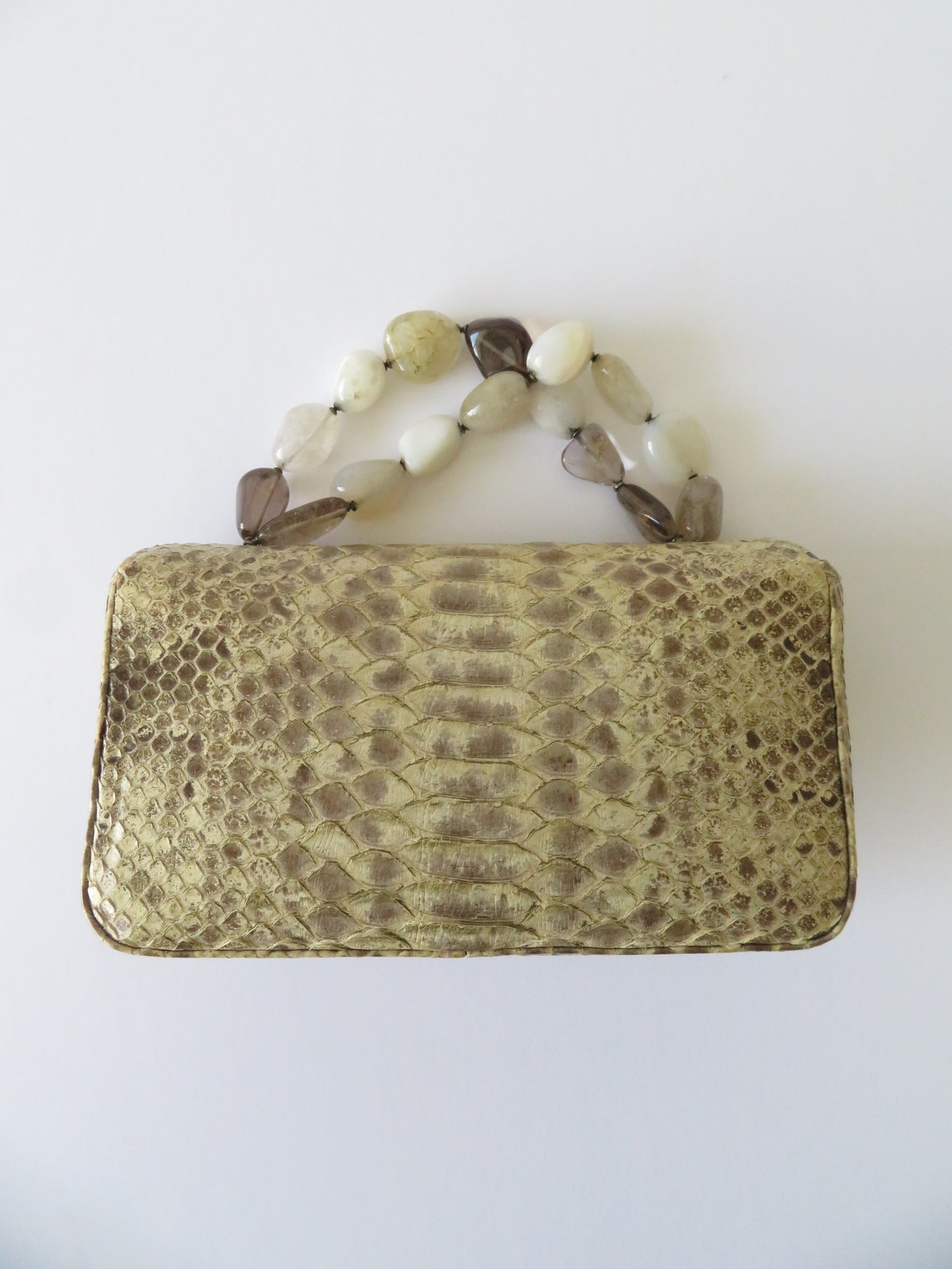 Vintage Chanel 2003 Python Mini Flap Stone Handle Bag