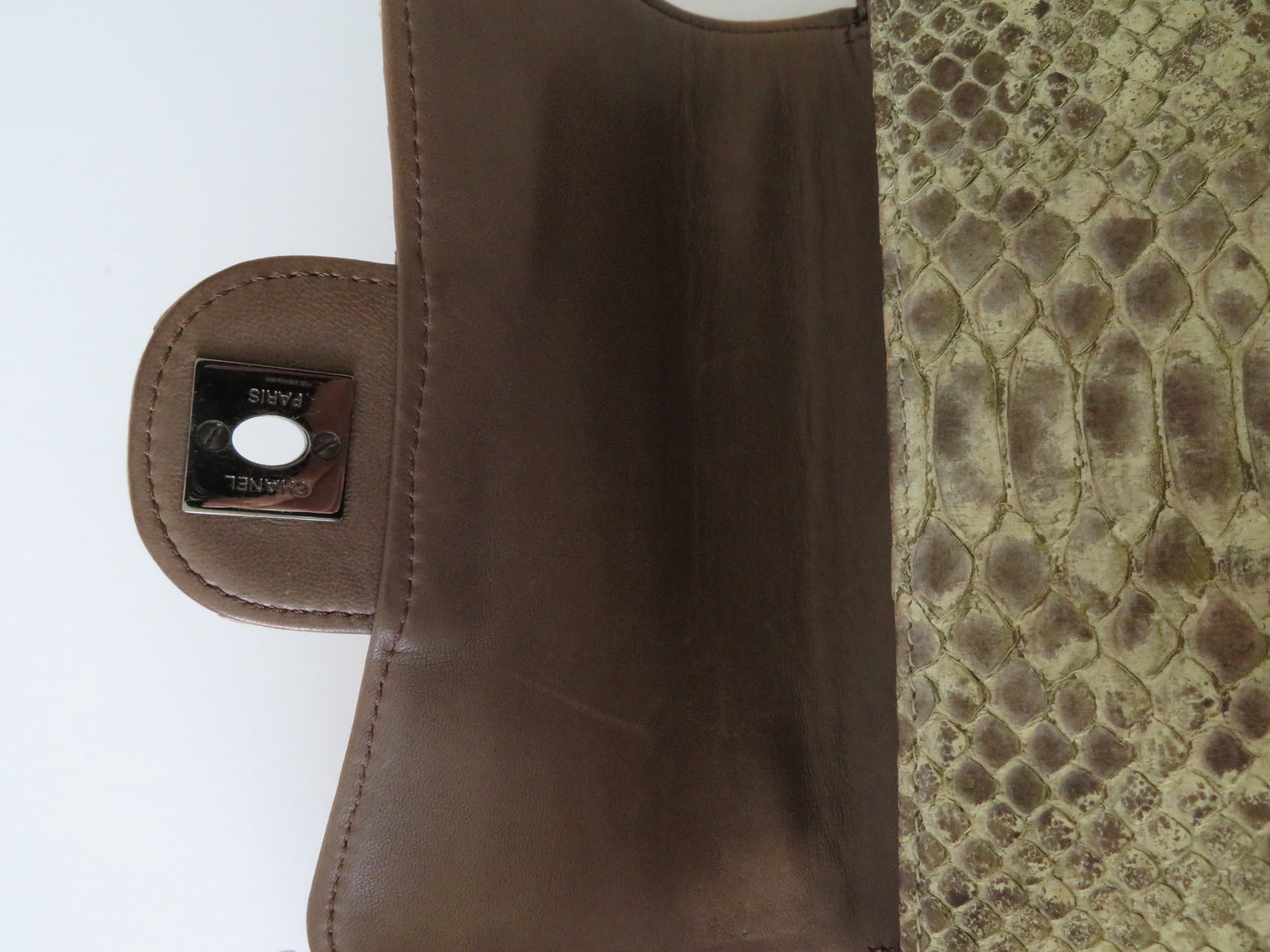 Vintage Chanel 2003 Python Mini Flap Stone Handle Bag
