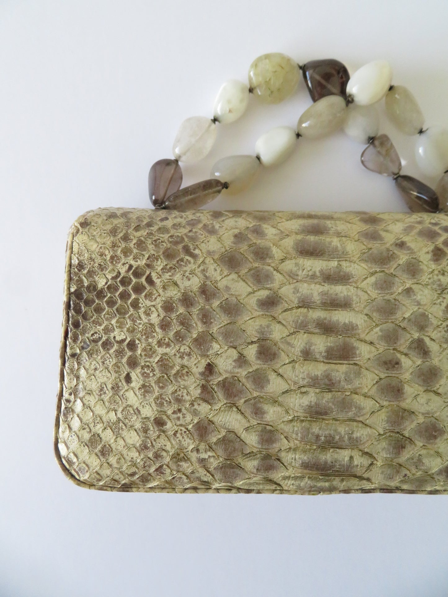 Vintage Chanel 2003 Python Mini Flap Stone Handle Bag