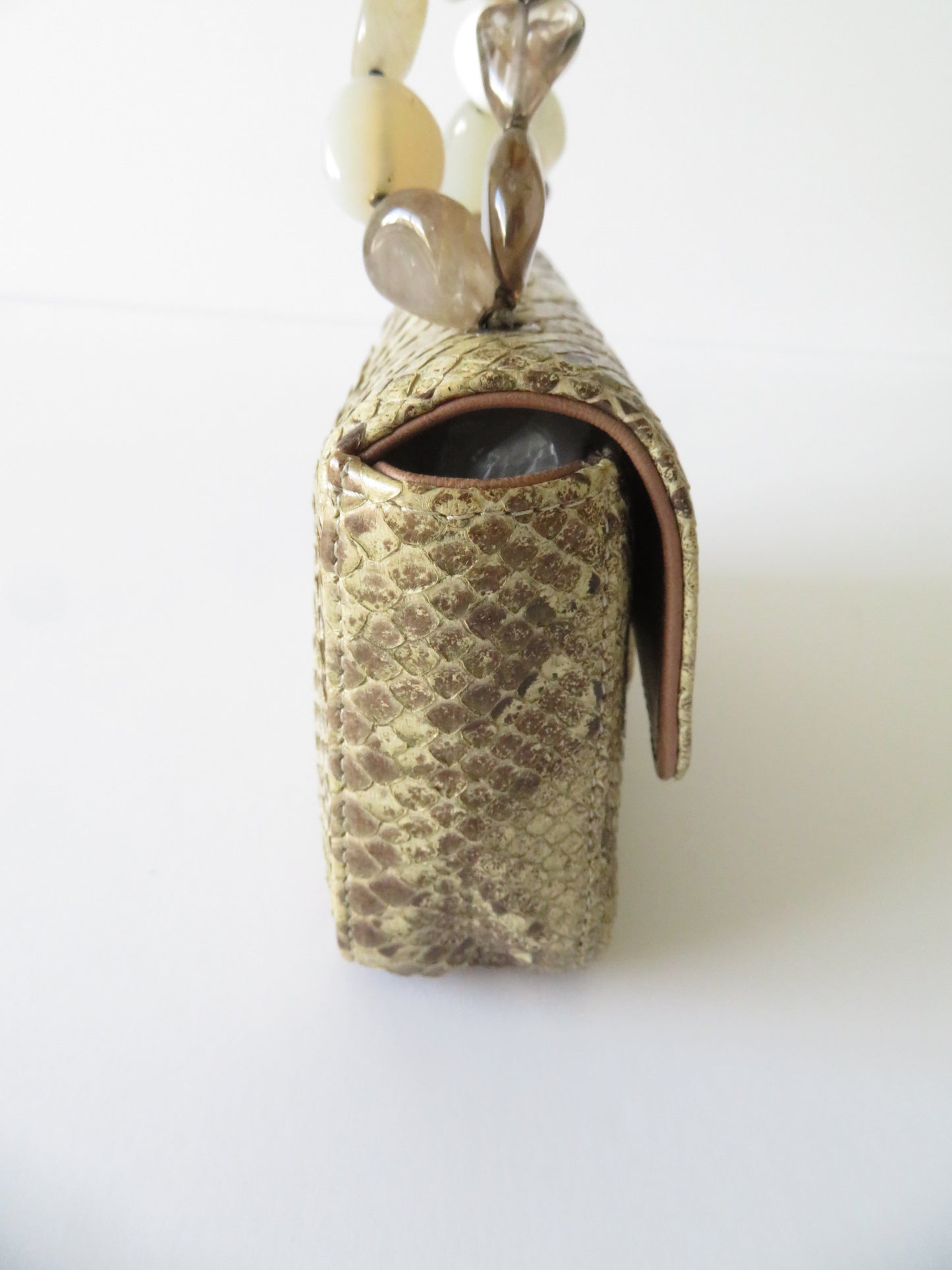 Vintage Chanel 2003 Python Mini Flap Stone Handle Bag