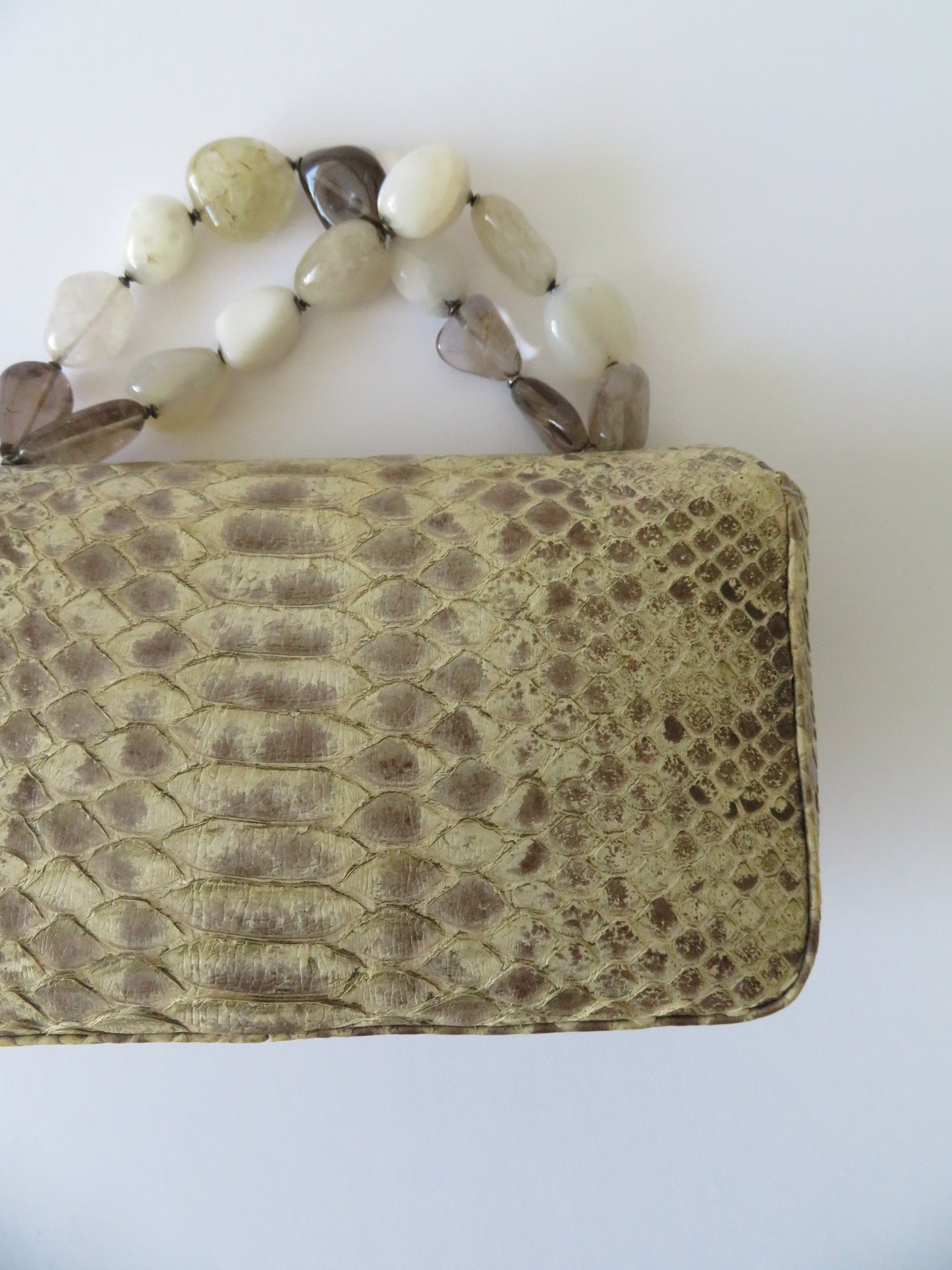 Vintage Chanel 2003 Python Mini Flap Stone Handle Bag